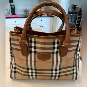 vintage Burberrys Haymarket check canvas tote bag